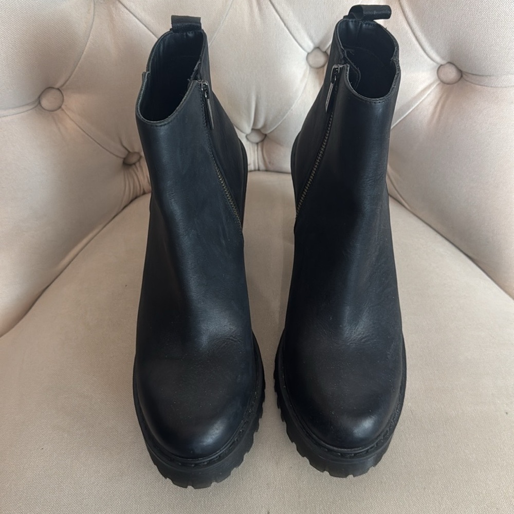 Dr. Martens Black Leather Magdalena Heeled Boots with Chunky Sole - Picture 6 of 11